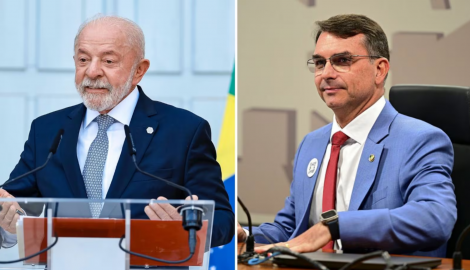 Lula reuniu 47% dos votos no 2° turno, contra 44% de Flávio. (Foto: Montagem: Ricardo Stuckert/PR – 17.06.2026; e Saulo Cruz/Agência Senado)