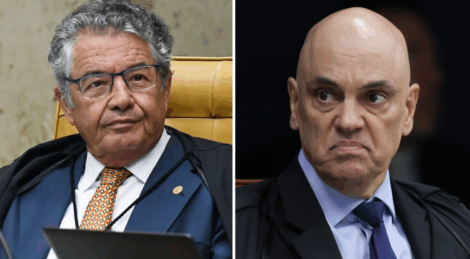 Em 2025, Marco Aur�lio Mello j� criticava Moraes a respeito da liberdade de imprensa. (Fotos: STF/SCO/Carlos Moura e Fabio Rodrigues-Pozzebom/Ag�ncia Brasil)