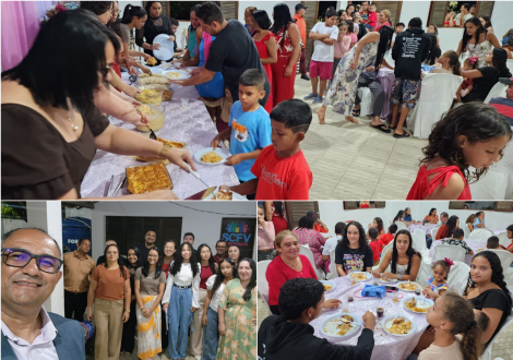 Evento realizado pela Igreja de Cristo no Brasil celebrou o nascimento de Jesus com banquete e presentes para mais de 130 pessoas em Bananeiras..